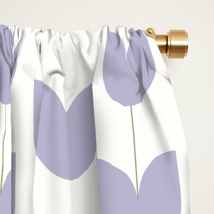 Spring Tulips VI Lavender Purple Mid Century Flowers Window Curtain Gallery Image 2