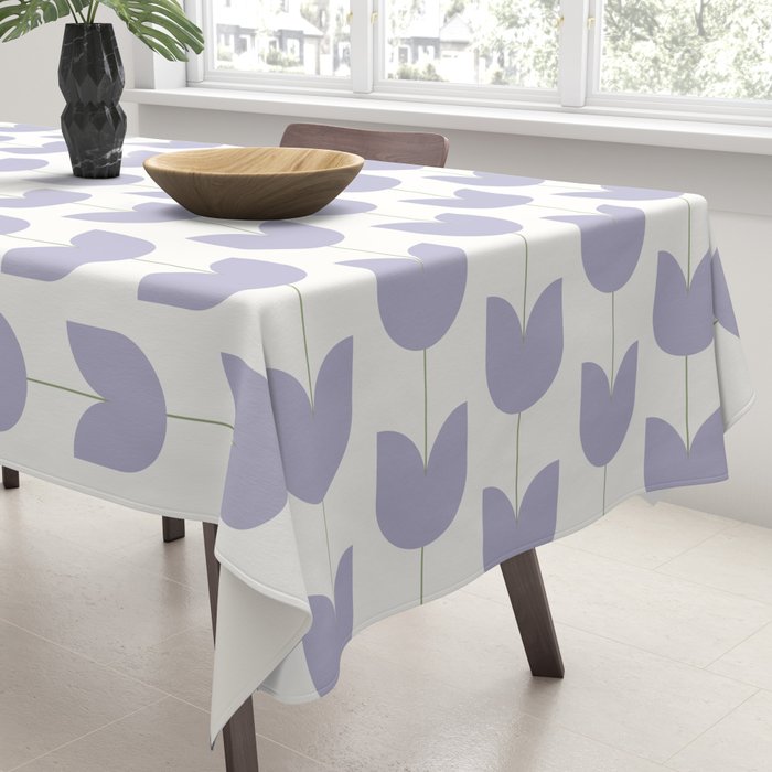 Spring Tulips VI Lavender Purple Mid Century Flowers Tablecloth Gallery Image 3