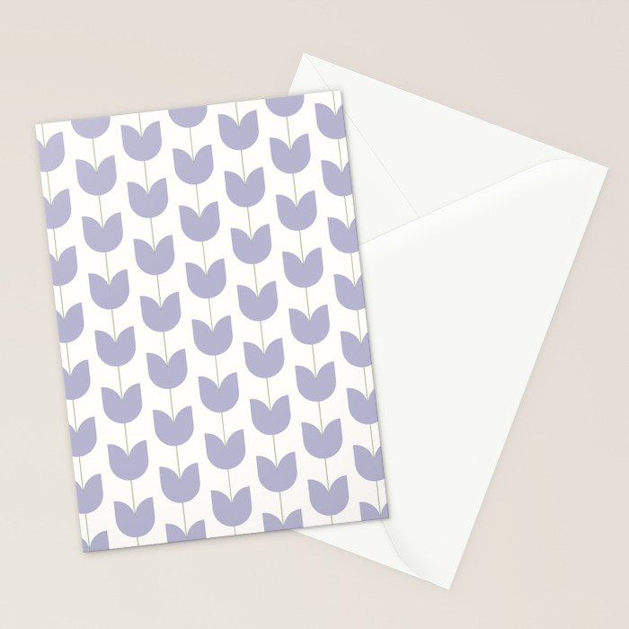 Spring Tulips VI Lavender Purple Mid Century Flowers Stationery Card Gallery Image 2