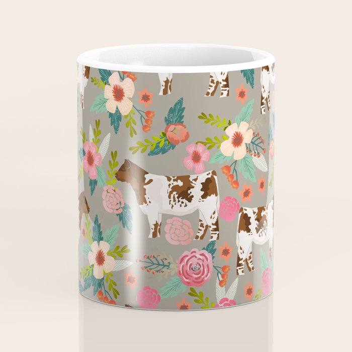 Shorthorn cattle breed farm homestead cows shorthorn cow floral Coffee Mug Gallery Image 4