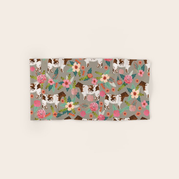 Shorthorn cattle breed farm homestead cows shorthorn cow floral Bath Towel Gallery Image 1