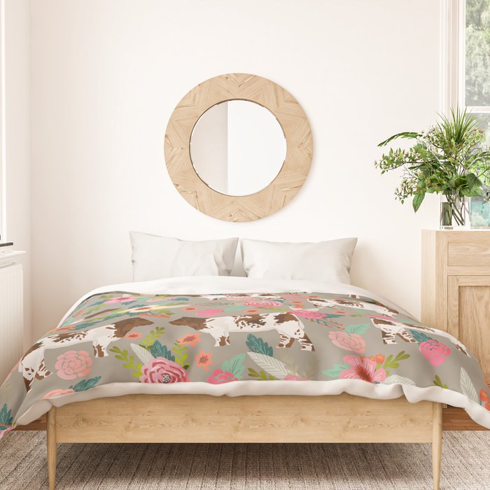 Shorthorn cattle breed farm homestead cows shorthorn cow floral Duvet Cover Gallery Image 3