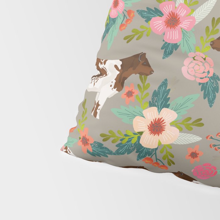 Shorthorn cattle breed farm homestead cows shorthorn cow floral Pillow Sham Gallery Image 4