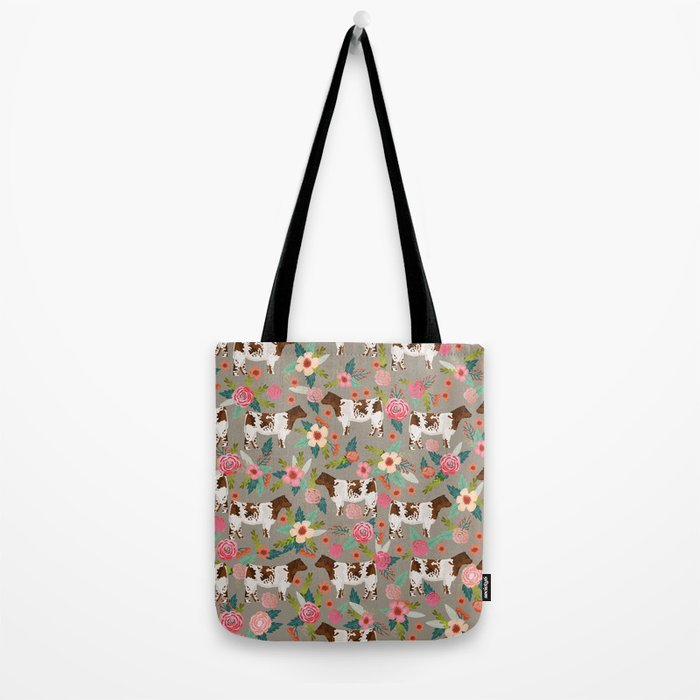 Shorthorn cattle breed farm homestead cows shorthorn cow floral Tote Bag Gallery Image 2