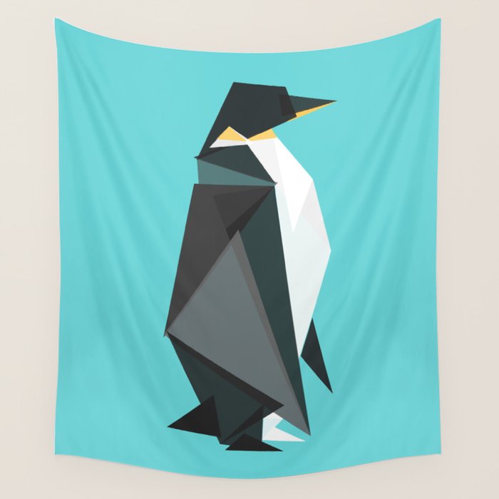 Fractal geometric emperor penguin Wall Tapestry Gallery Image 1
