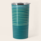 Sea Foam Blue Pinstripes Travel Mug Gallery Image 1