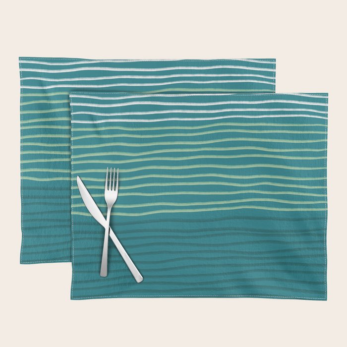 Sea Foam Blue Pinstripes Placemat Gallery Image 1