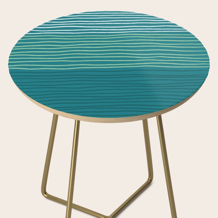 Sea Foam Blue Pinstripes Side Table Gallery Image 2