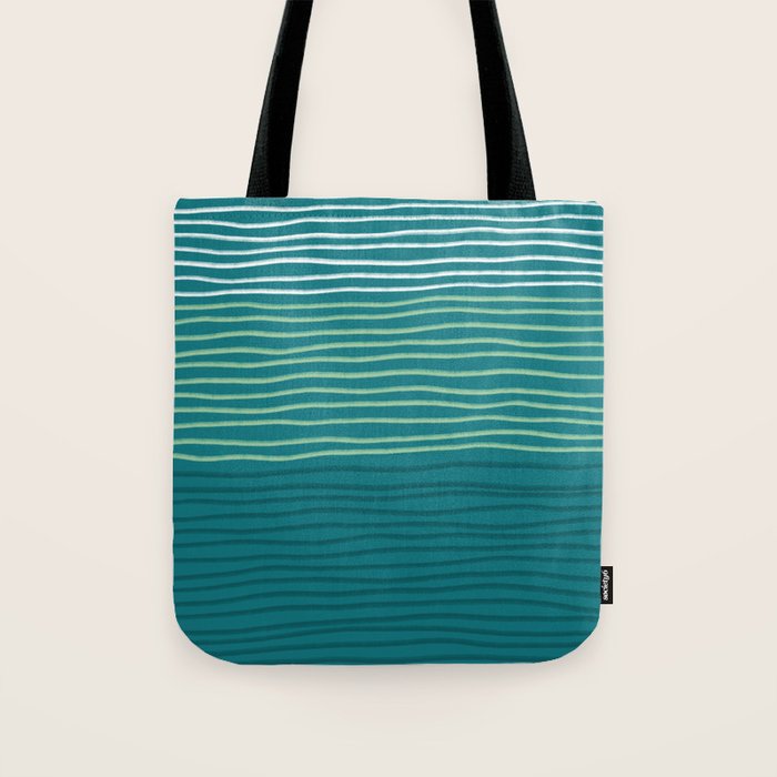 Sea Foam Blue Pinstripes Tote Bag Gallery Image 1