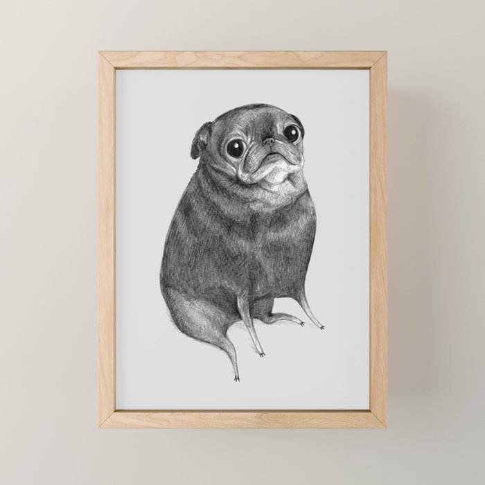 Sweet Black Pug Mini Art Print Gallery Image 1