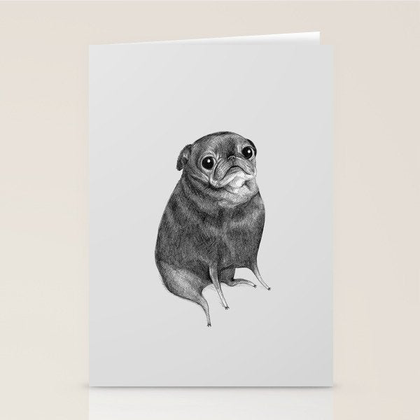 Sweet Black Pug Stationery Card Gallery Image 1