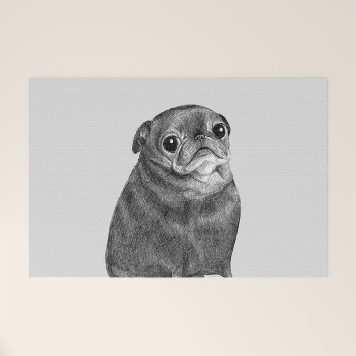 Sweet Black Pug Welcome Mat Gallery Image 1