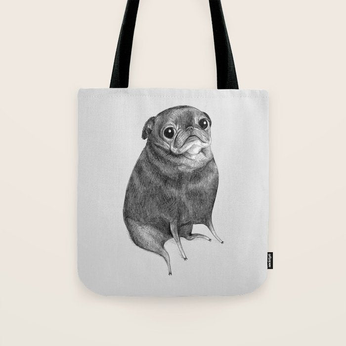 Sweet Black Pug Tote Bag Gallery Image 1