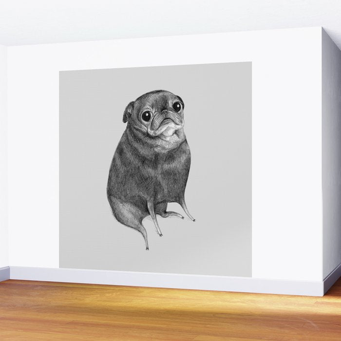 Sweet Black Pug Wall Mural Gallery Image 2