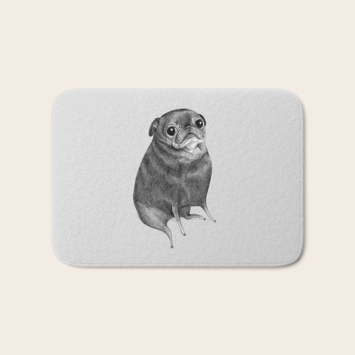 Sweet Black Pug Bath Mat Gallery Image 1