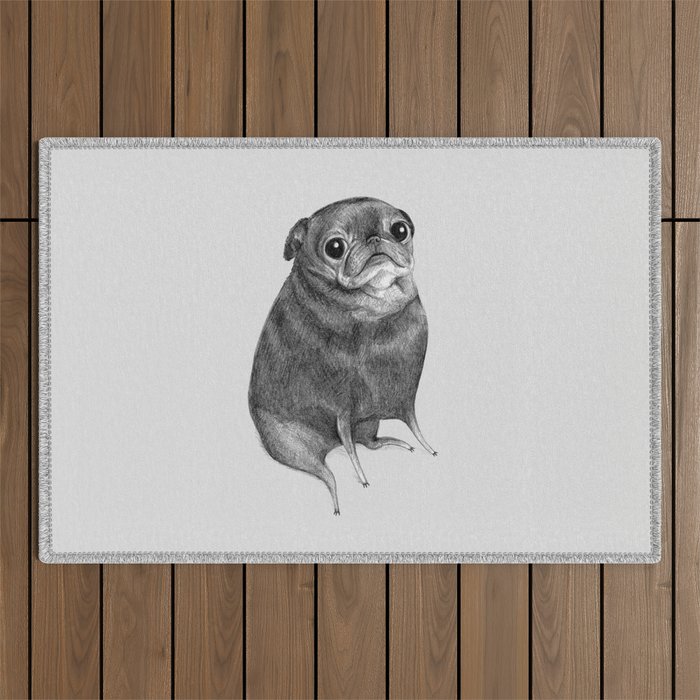 Sweet Black Pug Outdoor Rug Gallery Image 1