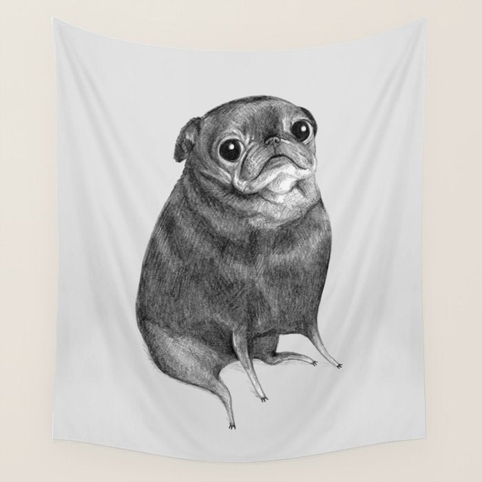 Sweet Black Pug Wall Tapestry Gallery Image 4