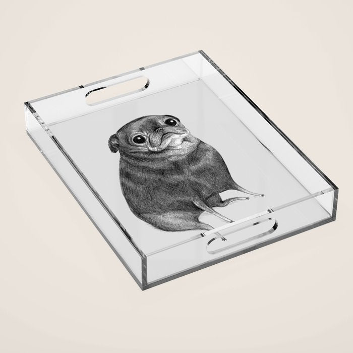Sweet Black Pug Acrylic Tray Gallery Image 1