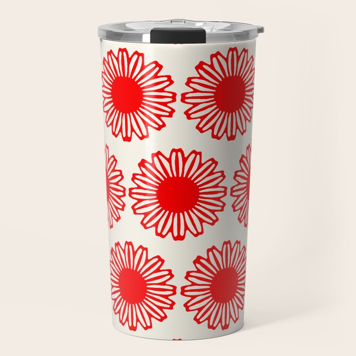 vintage flowers red Travel Mug Gallery Image 1