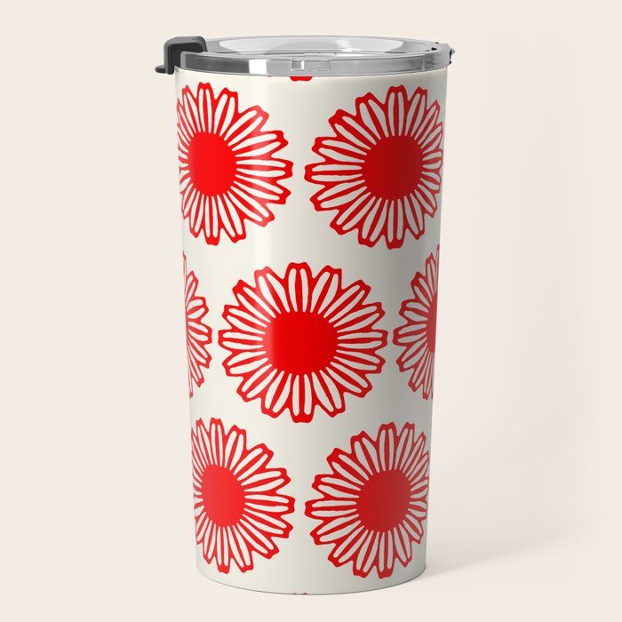 vintage flowers red Travel Mug Gallery Image 3