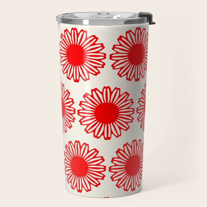 vintage flowers red Travel Mug Gallery Image 2