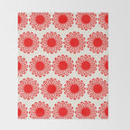 vintage flowers red Throw Blanket Gallery Image 2