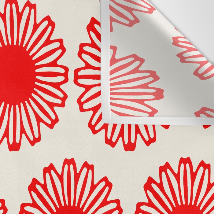 vintage flowers red Wall Tapestry Gallery Image 3