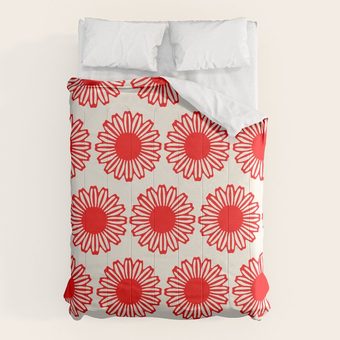 vintage flowers red Comforter Gallery Image 6