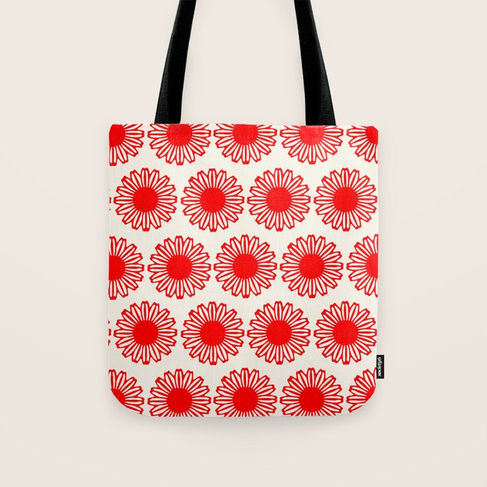 vintage flowers red Tote Bag Gallery Image 1