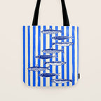 Swimming Sardines - Blue Striped Coastal Art Tote Bag Gallery Image 1