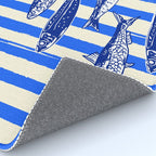 Swimming Sardines - Blue Striped Coastal Art Rug Gallery Image 4