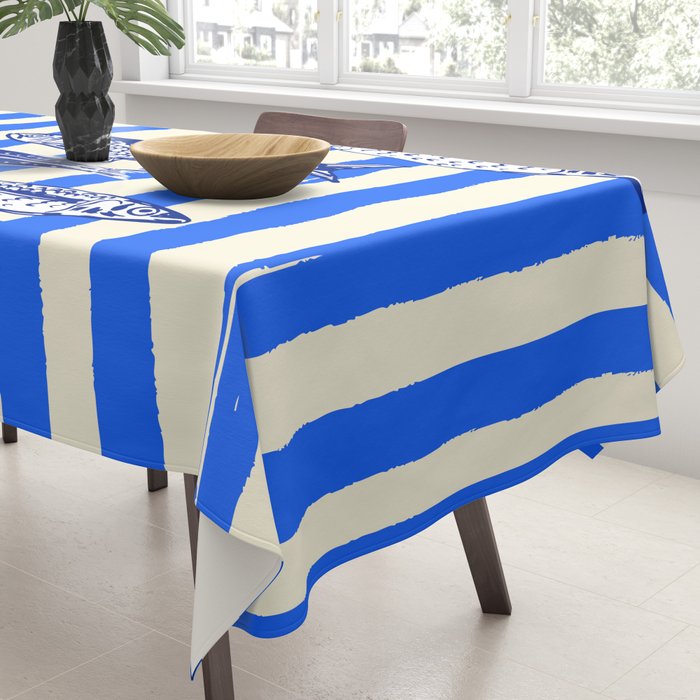 Swimming Sardines - Blue Striped Coastal Art Tablecloth Gallery Image 3