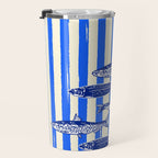 Swimming Sardines - Blue Striped Coastal Art Travel Mug Gallery Image 3