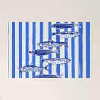 Swimming Sardines - Blue Striped Coastal Art Welcome Mat Gallery Image 1