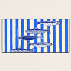 Swimming Sardines - Blue Striped Coastal Art Desk Mat Gallery Image 3