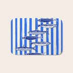 Swimming Sardines - Blue Striped Coastal Art Bath Mat Gallery Image 1