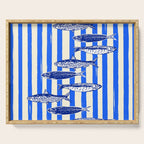 Swimming Sardines - Blue Striped Coastal Art Serving Tray Gallery Image 1