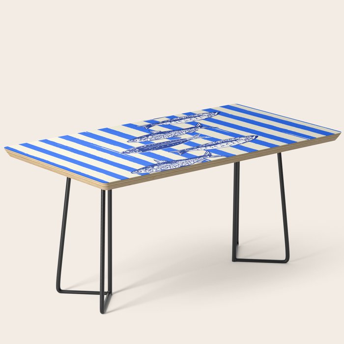 Swimming Sardines - Blue Striped Coastal Art Coffee Table Gallery Image 1