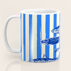 Swimming Sardines - Blue Striped Coastal Art Coffee Mug Gallery Image 3