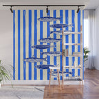 Swimming Sardines - Blue Striped Coastal Art Wall Mural Gallery Image 1