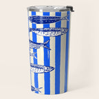 Swimming Sardines - Blue Striped Coastal Art Travel Mug Gallery Image 2