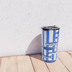 Swimming Sardines - Blue Striped Coastal Art Travel Mug Gallery Image 4