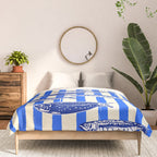 Swimming Sardines - Blue Striped Coastal Art Comforter Gallery Image 3