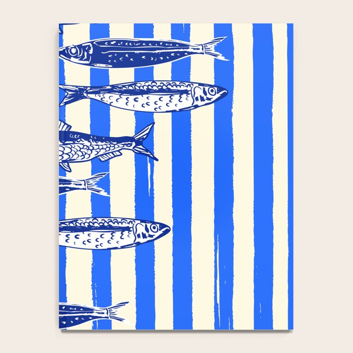 Swimming Sardines - Blue Striped Coastal Art Notebook Gallery Image 4