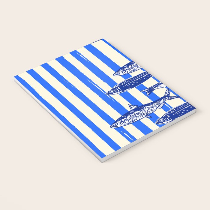 Swimming Sardines - Blue Striped Coastal Art Notebook Gallery Image 3
