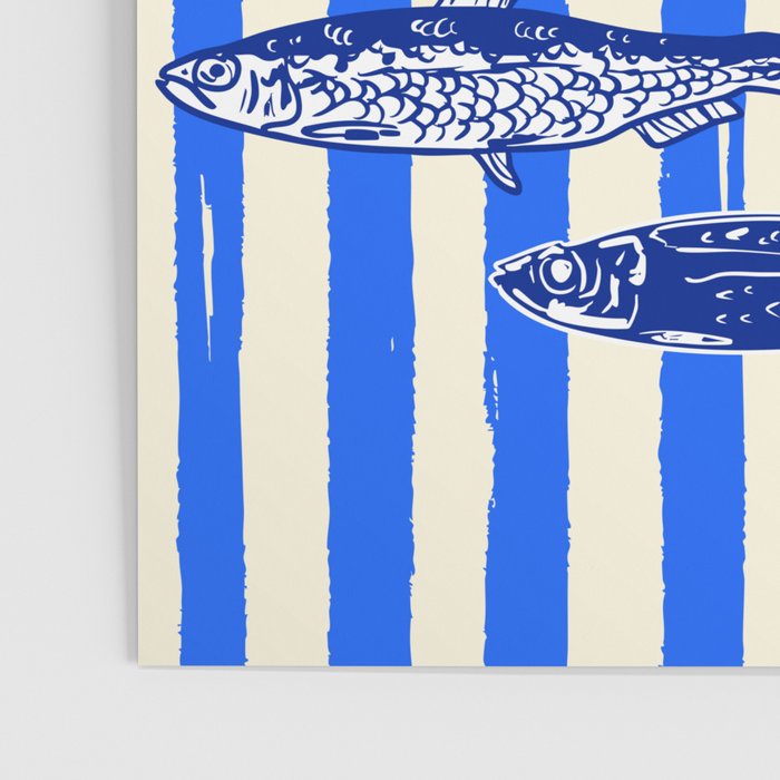 Swimming Sardines - Blue Striped Coastal Art Poster Gallery Image 3