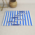 Swimming Sardines - Blue Striped Coastal Art Rug Gallery Image 1