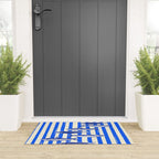 Swimming Sardines - Blue Striped Coastal Art Welcome Mat Gallery Image 3