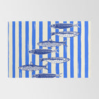 Swimming Sardines - Blue Striped Coastal Art Rug Gallery Image 2