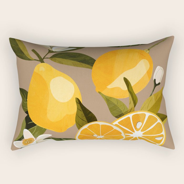 Lemons Botanical Art 2 Rectangular Pillow Gallery Image 1